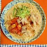 豚の豆乳ピリ辛素麺♪